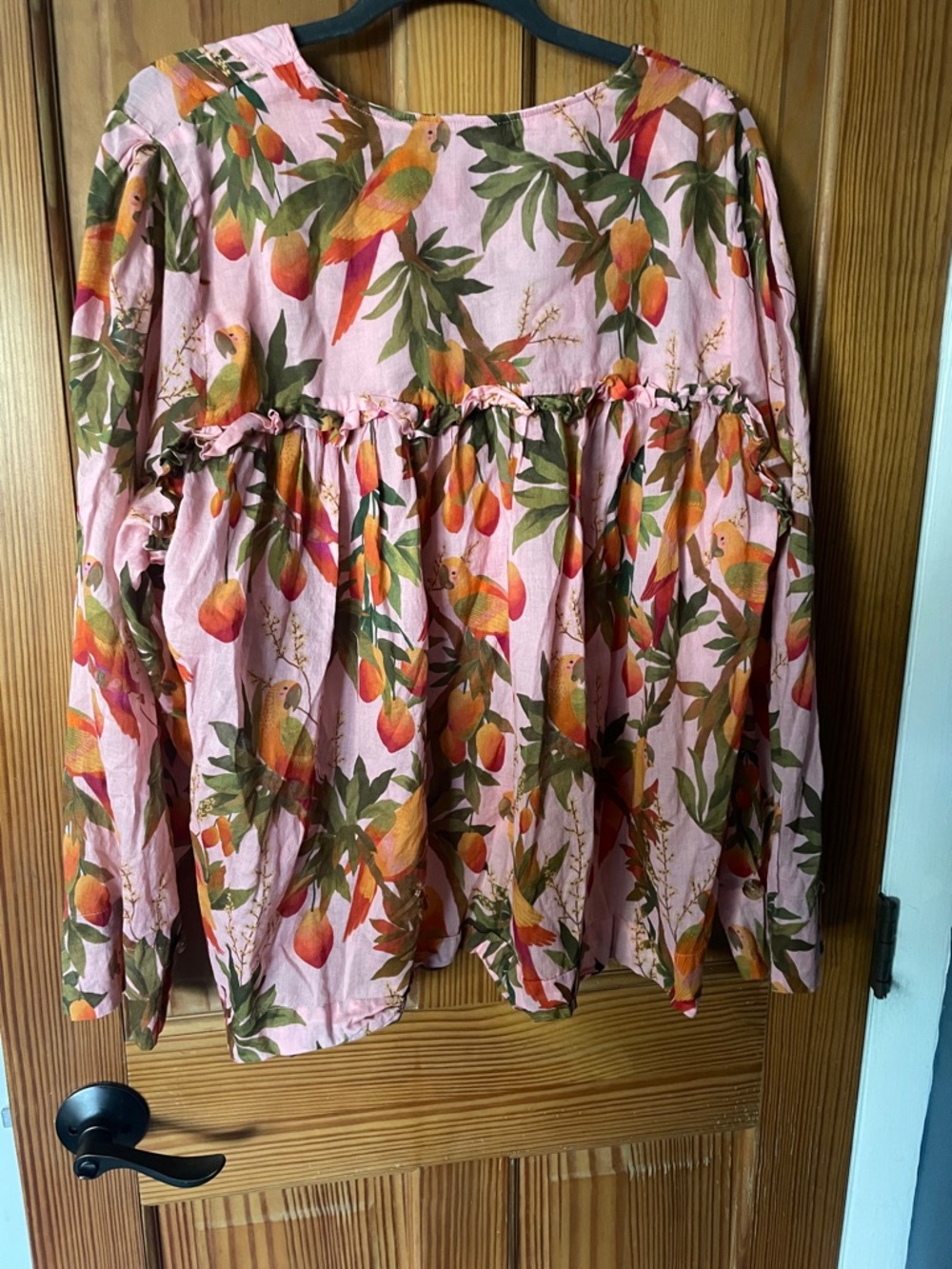 FARM Rio Pink Floral & Orange Fruit Print Peasant Blouse - Picture 3 of 3